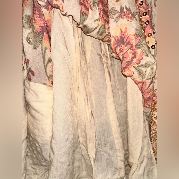 Free People Bali Golden Shimmer Dress Vintage Floral Printed Mini - Picture 14 of 14